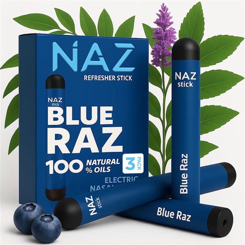 NAZ Stick Electric Nasal Stick - Blue Raz - 3 Pack