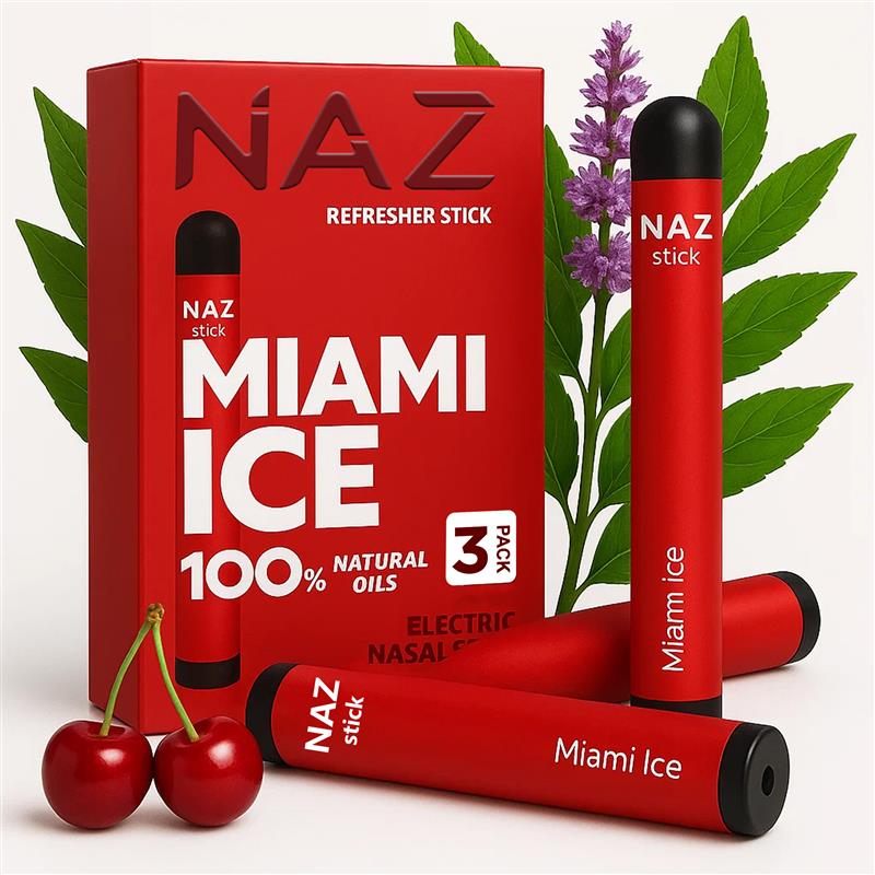 NAZ Stick Electric Nasal Stick - Miami Ice - 3 Pack